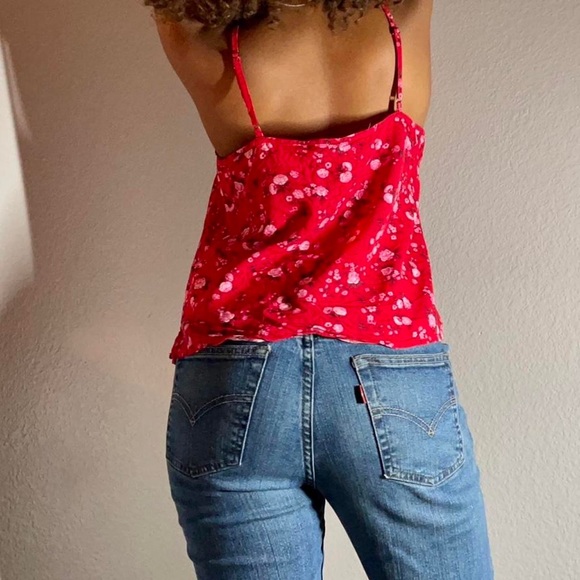 XS Old Navy Red Floral Button Up Tank Top - Picture 5 of 5